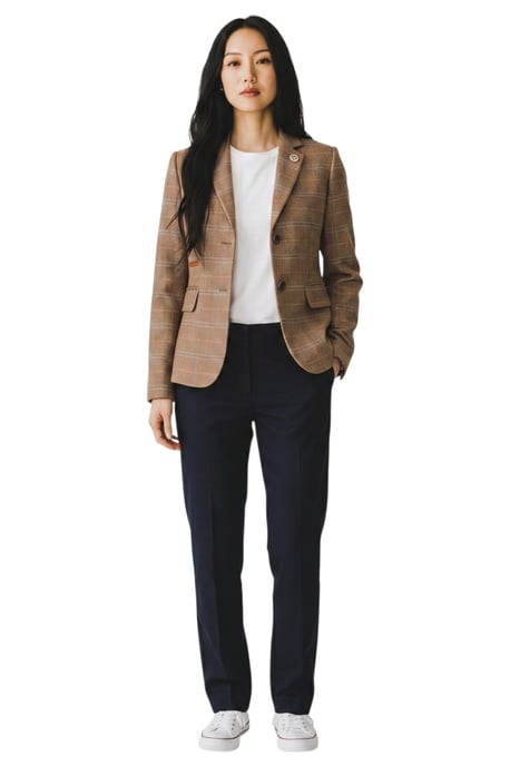 Dames eikenbruin op maat gemaakte geruite tweed blazer formele jas - TPSTZ-7 - Image 2