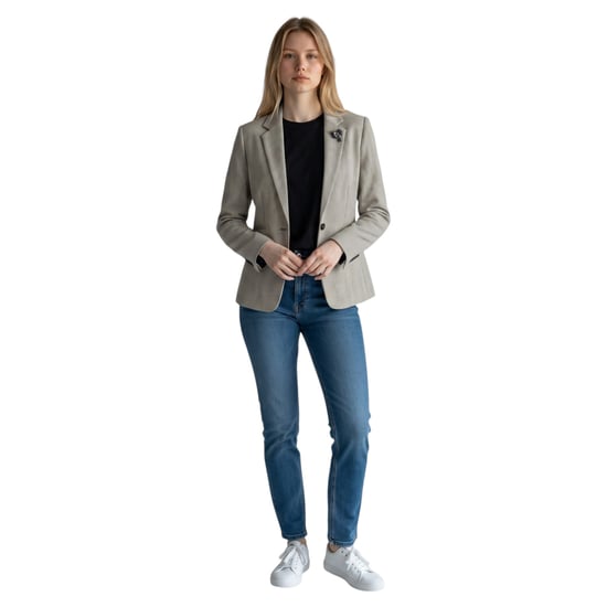 Women's Tweed Tailored Fit Blazer Wool Blend Formal Jacket - Kyoto - Image 3