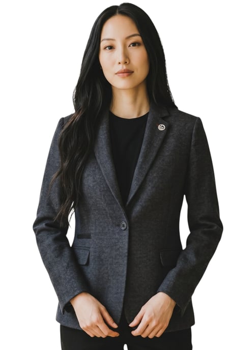 Dames zwarte wollen tweed visgraat-ruite blazer - WS-1 - Image 1