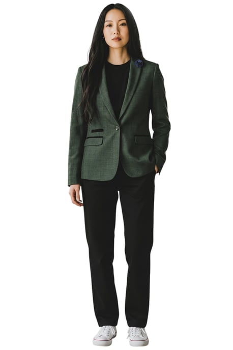 Dames groene geruite wol mix visgraat tweed op maat gemaakte blazer - Caridi - Image 2
