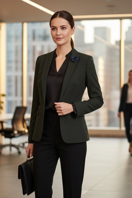 Dames groene geruite wol mix visgraat tweed op maat gemaakte blazer - Caridi - Image 3