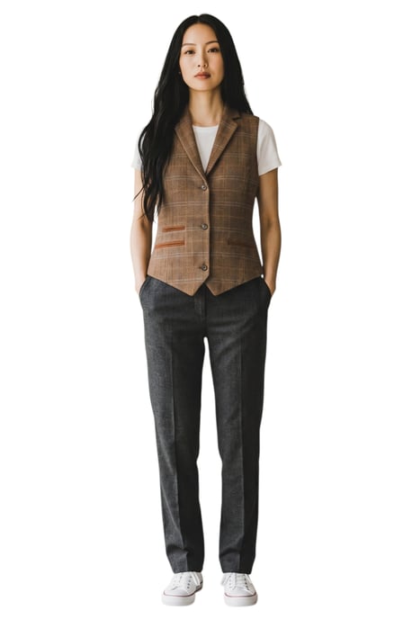 Dames eikenbruin op maat gemaakte tweed vest formeel vest - TPSTZ-7 - Image 2