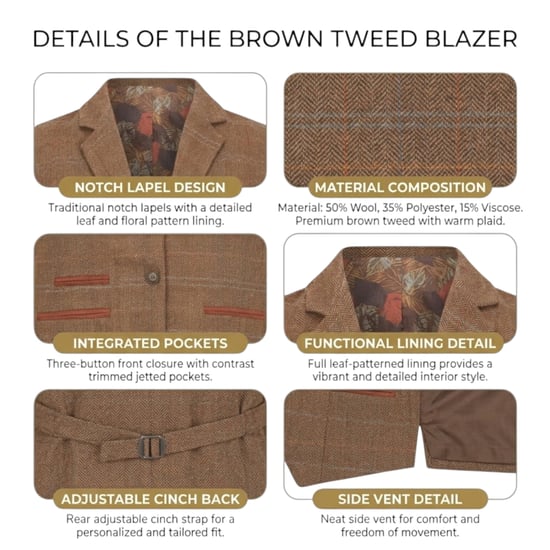 Dames eikenbruin op maat gemaakte tweed vest formeel vest - TPSTZ-7 - Image 5