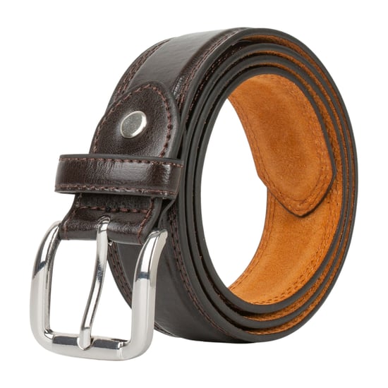 Men’s Classic 1.25 Inch Belt Real Leather Back in Brown - Image 1