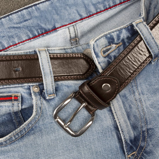 Men’s Classic 1.25 Inch Belt Real Leather Back in Brown - Image 2