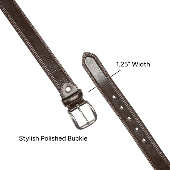 Men’s Classic 1.25 Inch Belt Real Leather Back in Brown - Image 4