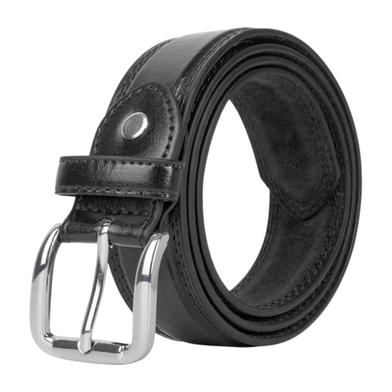 Men’s Classic 1.25 Inch Belt Real Leather Back in Black - Image 1