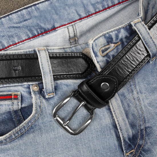 Men’s Classic 1.25 Inch Belt Real Leather Back in Black - Image 2