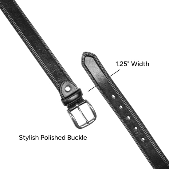 Men’s Classic 1.25 Inch Belt Real Leather Back in Black - Image 4