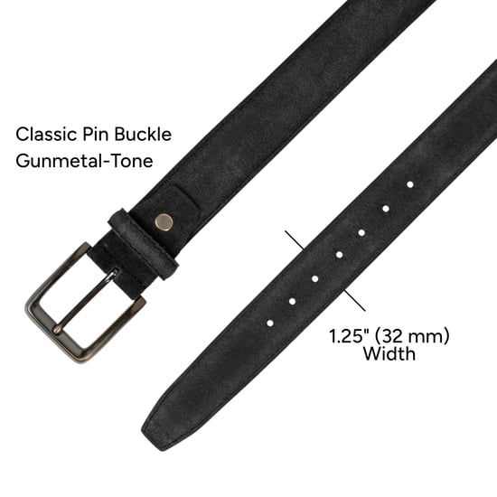 Men’s Genuine Leather Suede Belt 1.25" Dress Belt in Black - Image 4