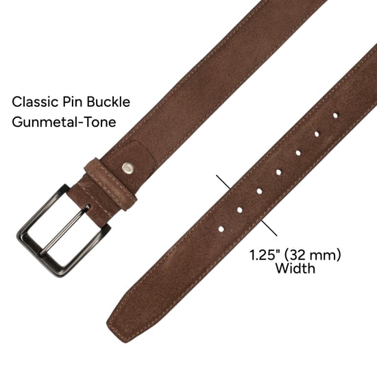 Men’s Genuine Leather Suede Belt 1.25" Dress Belt in Brown - Image 4