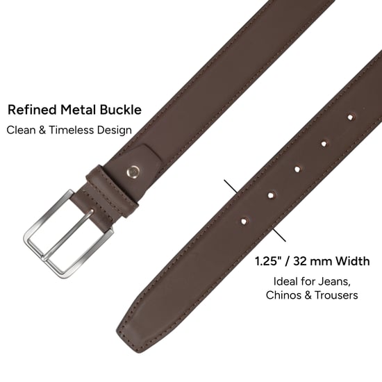 Men’s Genuine Leather 1.25" Belt Matte Finish in Brown - Image 4