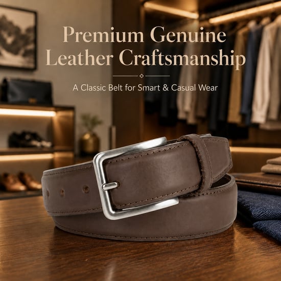 Men’s Genuine Leather 1.25" Belt Matte Finish in Brown - Image 5