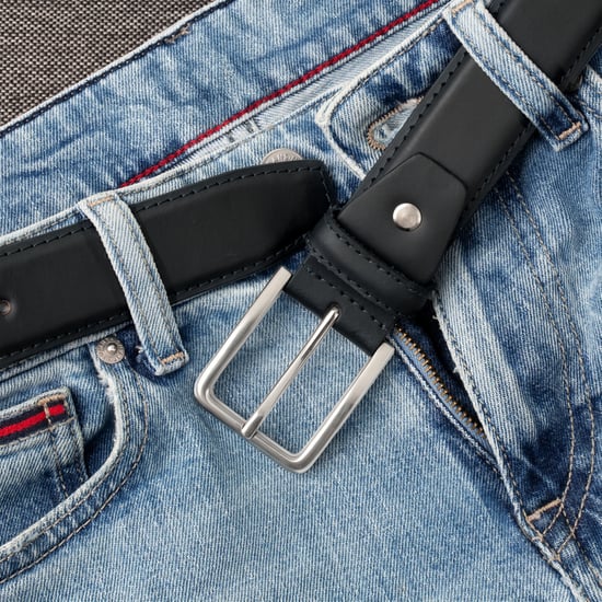 Men’s Genuine Leather 1.25" Belt Matte Finish in Black - Image 2