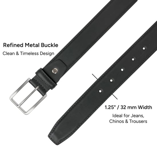 Men’s Genuine Leather 1.25" Belt Matte Finish in Black - Image 4