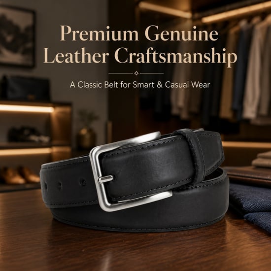 Men’s Genuine Leather 1.25" Belt Matte Finish in Black - Image 5