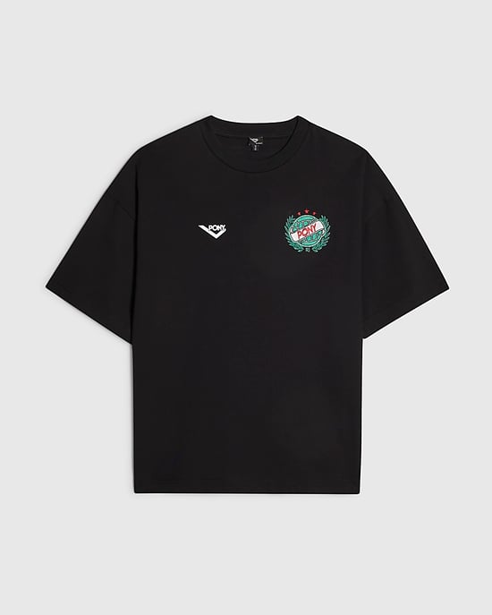 River Island Mens T-Shirt Black Oversized Circle Crest - Image 6