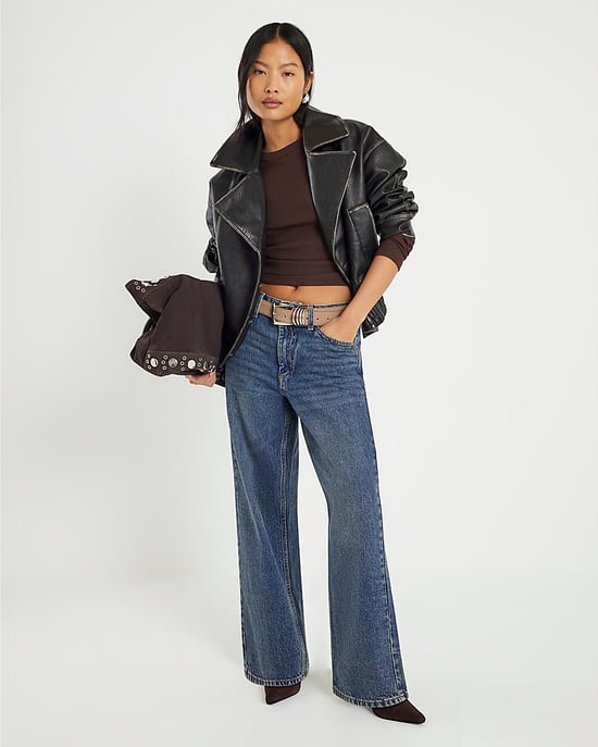 River Island Womens Straight Jeans Petite Blue Relaxed - Image 1