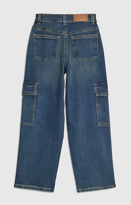 River Island Boys Cargo Jeans Blue Loose Denim - Image 2
