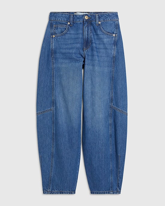 River Island Womens Barrel Jeans Blue Mid Rise Leg Zip - Image 6