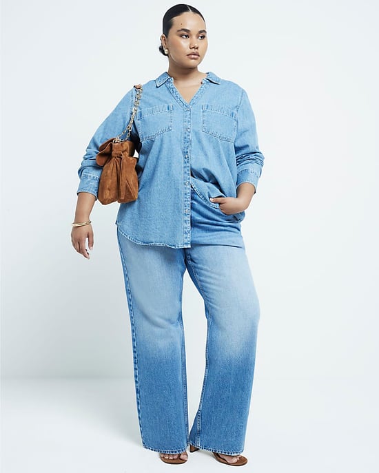 River Island Womens Straight Leg Jeans Plus Blue High Waisted - Image 2