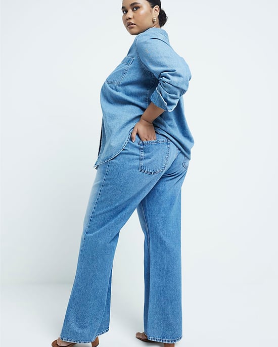 River Island Womens Straight Leg Jeans Plus Blue High Waisted - Image 3