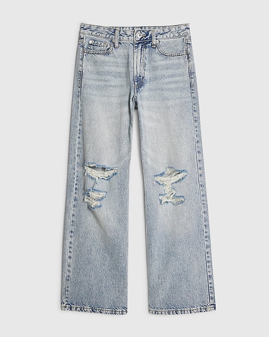 River Island Womens Straight Jeans Petite Blue Relaxed Leg Ripped - Image 3