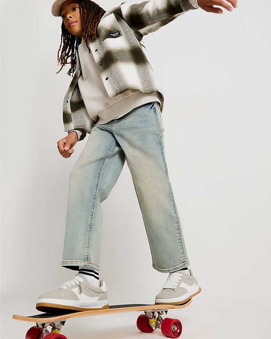 River Island Boys Loose Fit Jeans Blue Button Denim - Image 5