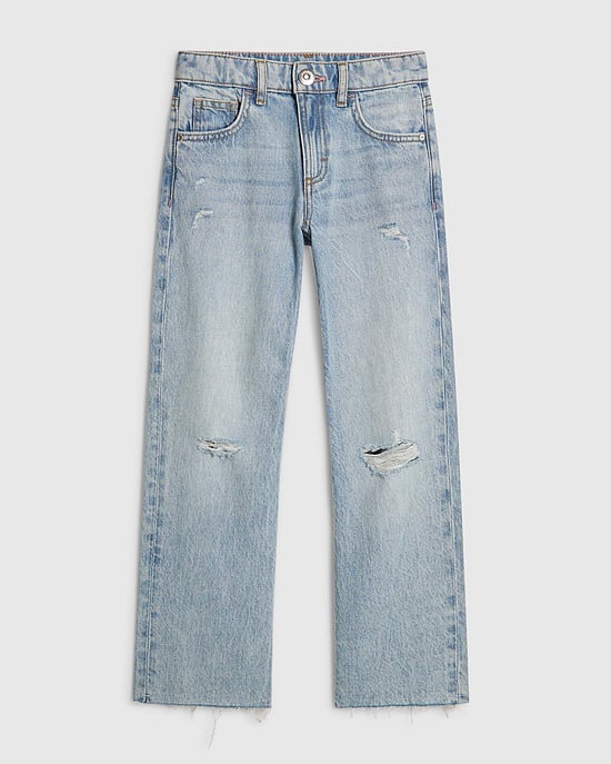River Island Girls Straight Jeans Blue Ripped Trousers - Image 1