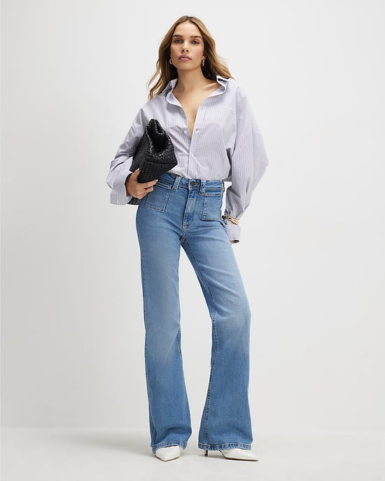 River Island Womens Flared Jeans Blue High Rise Relaxed - Image 1