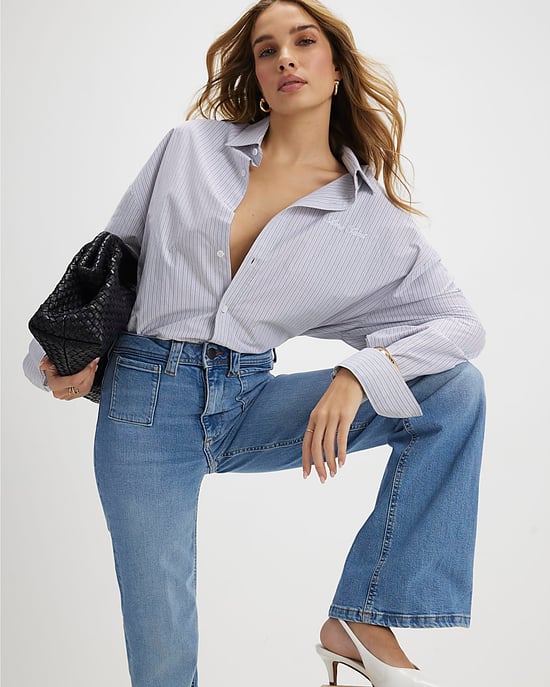 River Island Womens Flared Jeans Blue High Rise Relaxed - Image 2