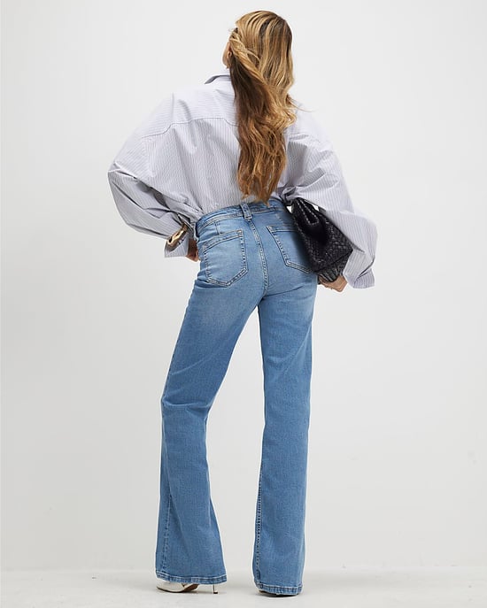 River Island Womens Flared Jeans Blue High Rise Relaxed - Image 3