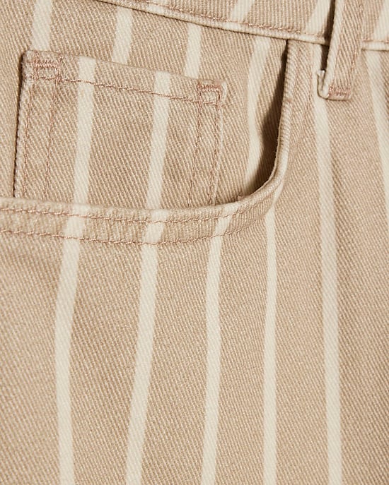 River Island Womens Wide Leg Jeans Beige Stripe Trousers - Image 5