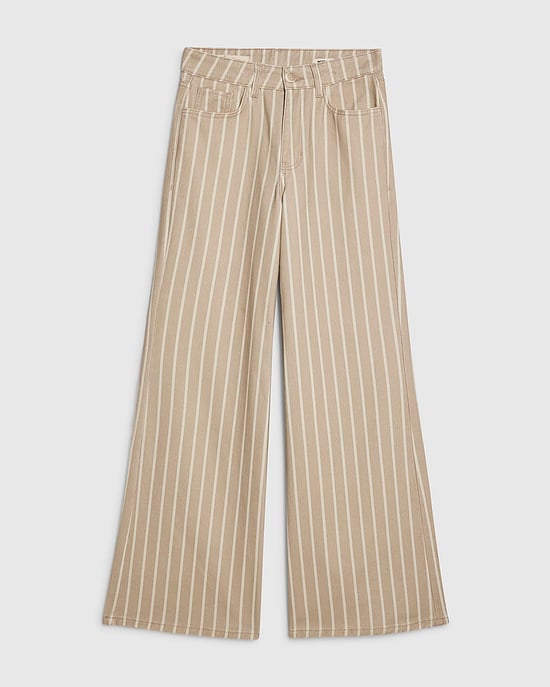 River Island Womens Wide Leg Jeans Beige Stripe Trousers - Image 6