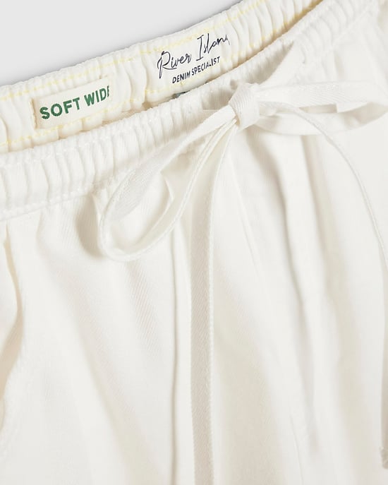 River Island Womens Wide Leg Jeans White Drawstring - Image 5