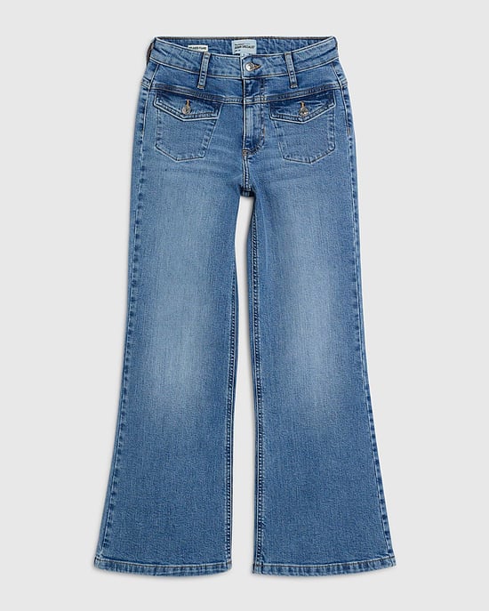 River Island Womens Flared Jeans Petite Blue Double Yoke Relaxed - Image 3
