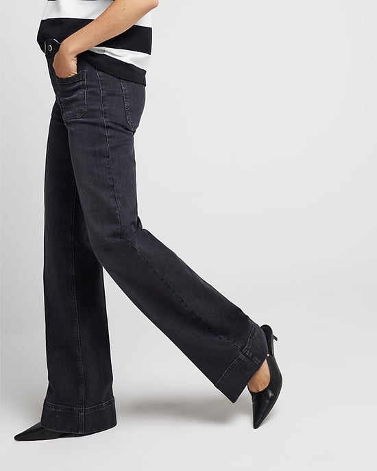 River Island Womens Wide Leg Jeans Black High Waisted Pocket - Image 2