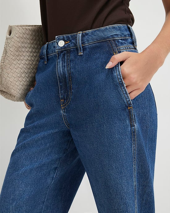 River Island Womens Wide Leg Jeans Blue Tailored Button - Image 2