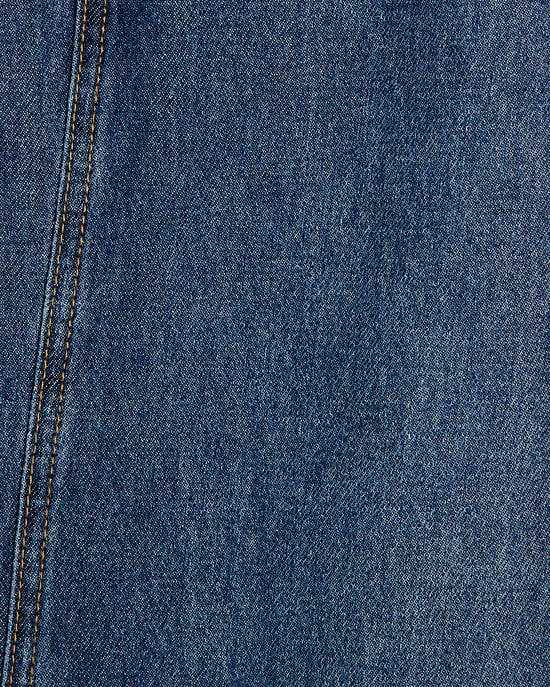 River Island Womens Wide Leg Jeans Blue Tailored Button - Image 4