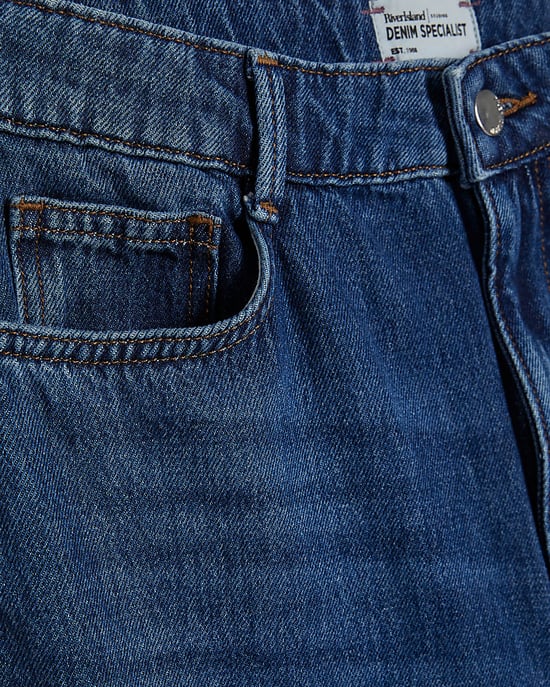 River Island Womens Wide Leg Jeans Blue High Waisted Soft - Image 5