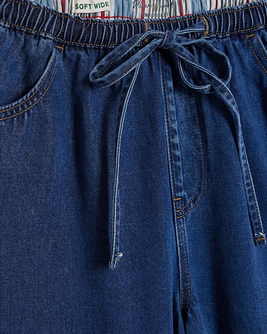 River Island Womens Wide Leg Jeans Blue High Waisted Drawstring - Image 5