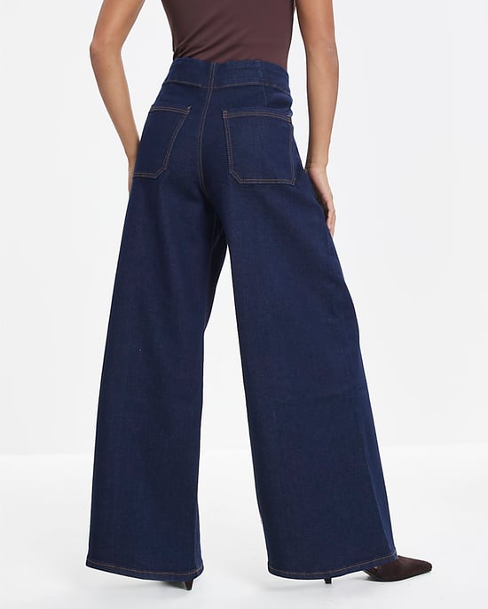 River Island Womens Wide Leg Jeans Petite Blue Pull On - Image 2
