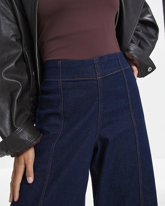 River Island Womens Wide Leg Jeans Petite Blue Pull On - Image 4