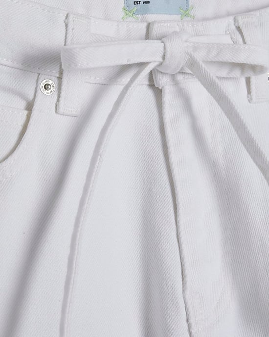 River Island Womens Baggy Wide Leg Jeans White Balloon Drawcord - Image 5