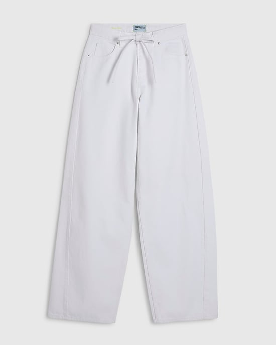 River Island Womens Baggy Wide Leg Jeans White Balloon Drawcord - Image 6