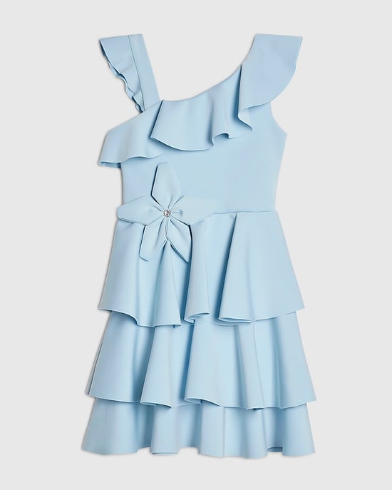 River Island Girls Dress Blue Asymmetric Tiered Floral Sleeveless - Image 1