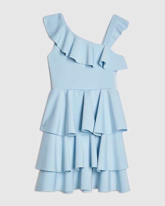 River Island Girls Dress Blue Asymmetric Tiered Floral Sleeveless - Image 4