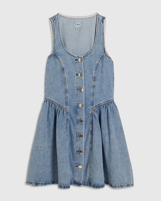 River Island Womens Mini Dress Blue Denim Button Front Sleeveless - Image 6