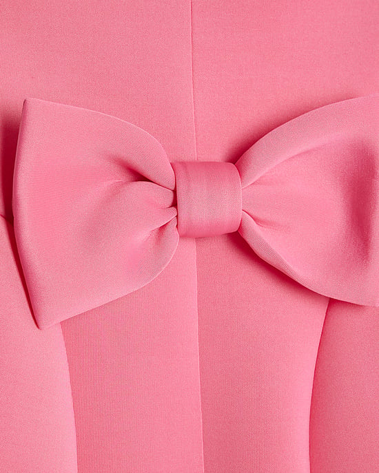 River Island Mini Girls Dress Pink Lace Collar Bow Back Short Sleeve - Image 2