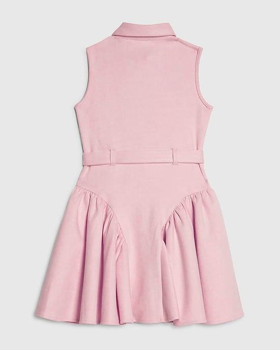 River Island Girls Dress Pink Faux Suede Sleeveless Prom Collared - Image 4